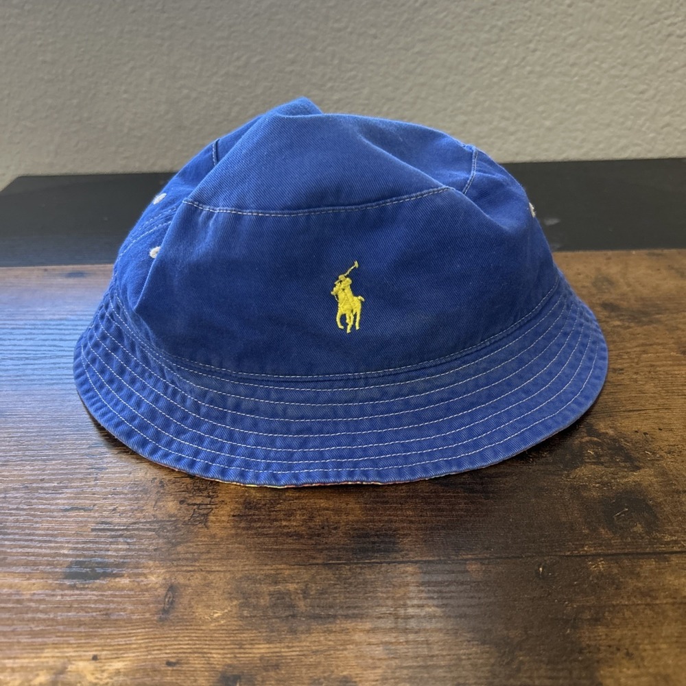 Polo Ralph Lauren Polo Bucket Hat Cap L/XL Reversible Swim Swear Fish Blue